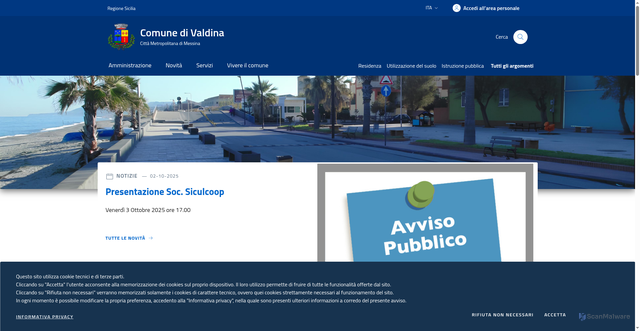 Security scan screenshot of https://comune.valdina.me.it/