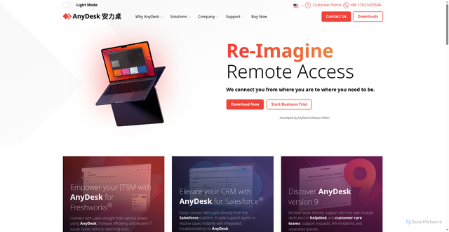 Security scan screenshot of https://anydesk.com.cn
