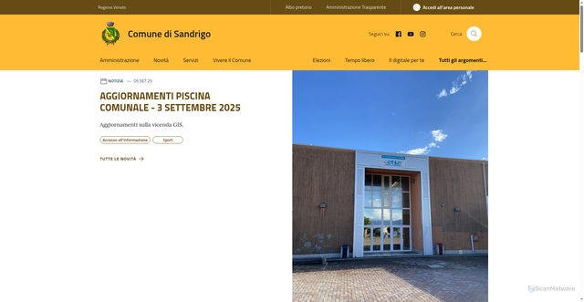 Security scan screenshot of https://www.comune.sandrigo.vi.it/