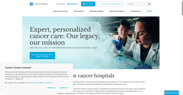 Security scan screenshot of https://cancercenter.com
