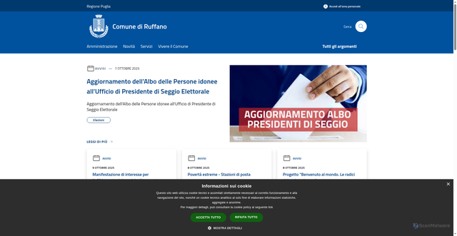 Security scan screenshot of https://www.comune.ruffano.le.it/it