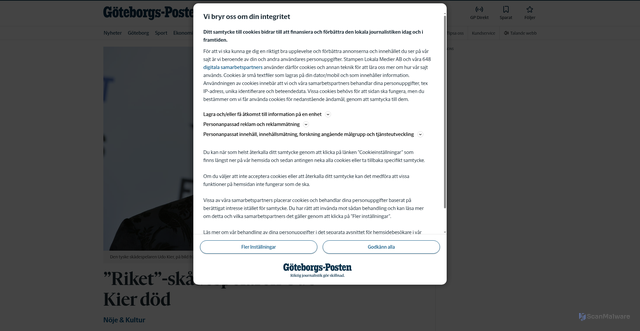 Security scan screenshot of https://www.gp.se/kultur-noje/noje-kultur/riket-skadespelaren-udo-kier-dod.5b9caf2b-d618-5c07-a6fc-c71efdcf84e7
