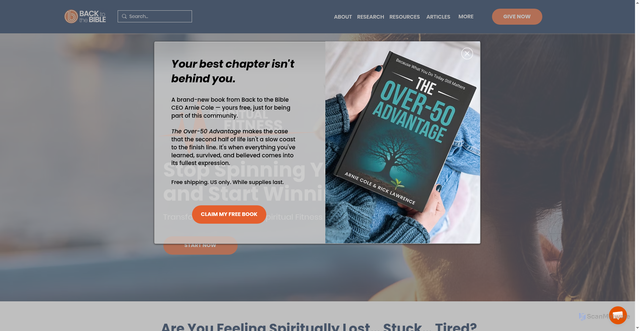 Security scan screenshot of https://www.backtothebible.org/