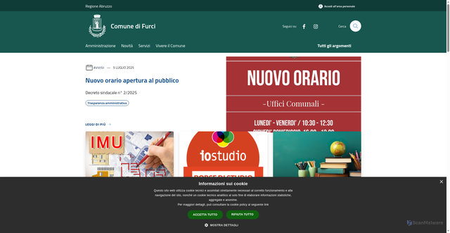 Security scan screenshot of https://www.comune.furci.ch.it/it