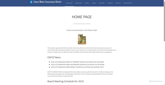 Security scan screenshot of https://emerywater.gov/