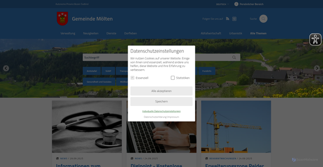 Security scan screenshot of https://www.comune.meltina.bz.it/de