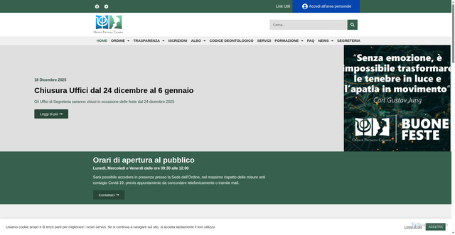 Security scan screenshot of https://www.ordinepsicologicalabria.it/