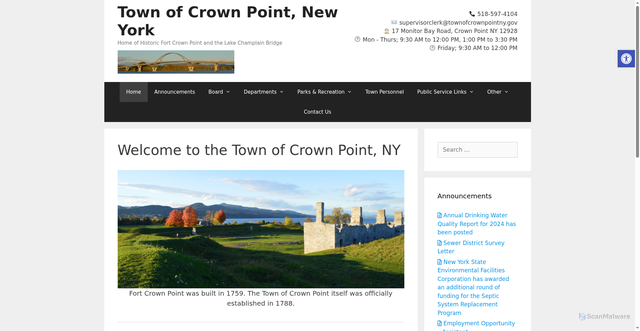 Security scan screenshot of https://townofcrownpointny.gov/