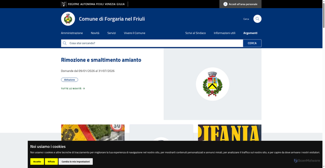 Security scan screenshot of https://www.comune.forgarianelfriuli.ud.it/