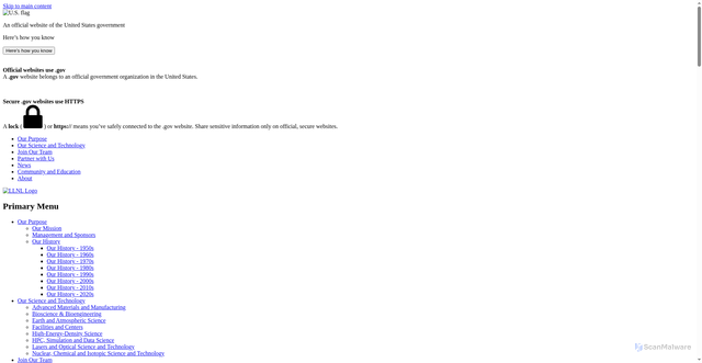 Security scan screenshot of https://www.llnl.gov/