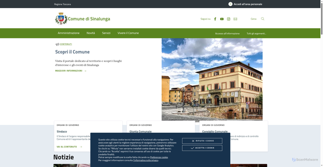 Security scan screenshot of https://www.comune.sinalunga.si.it/