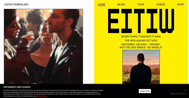 Security scan screenshot of https://www.justintimberlake.com/