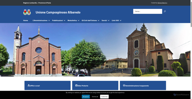 Security scan screenshot of https://www.unione.campospinosoalbaredo.pv.it/
