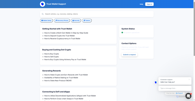 Security scan screenshot of https://trustwallet-helpcenter.vercel.app/