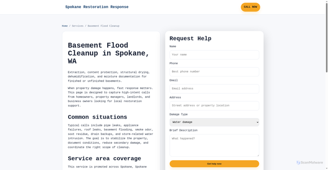 Security scan screenshot of spokanerestoration.pages.dev