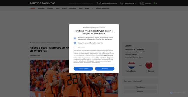 Security scan screenshot of https://partidas-ao-vivo.com/futebol/paises-baixos-marrocos
