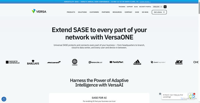 Security scan screenshot of https://versa-networks.com