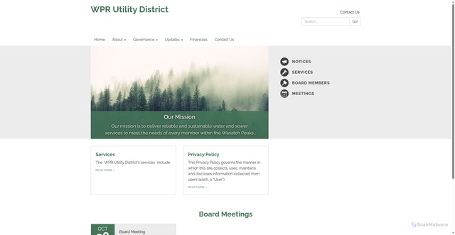 Security scan screenshot of https://www.wprutilitydistrictutah.gov/