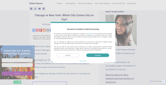 Security scan screenshot of https://www.globe-gazers.com/chicago-or-new-york/
