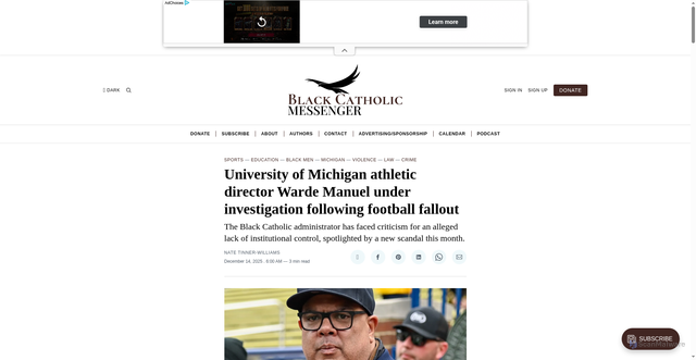 Security scan screenshot of https://www.blackcatholicmessenger.org/warde-manuel-investigation/