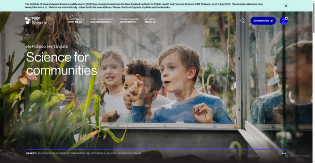 Security scan screenshot of https://www.phfscience.nz/