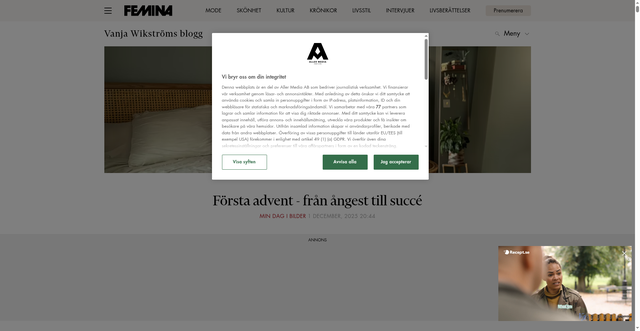 Security scan screenshot of https://vanjawikstrom.femina.se/