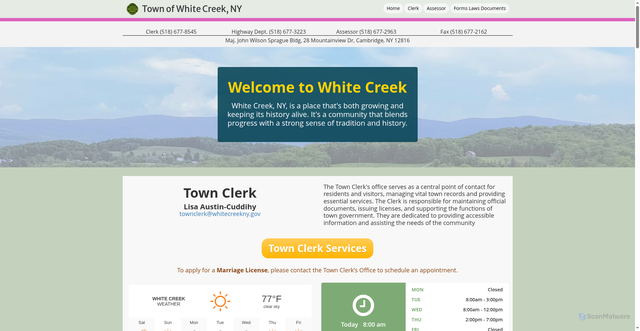 Security scan screenshot of https://whitecreekny.gov/