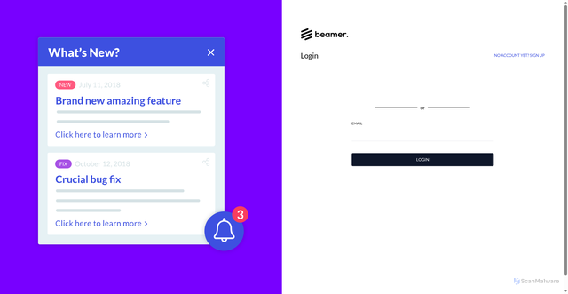 Security scan screenshot of https://app.getbeamer.com