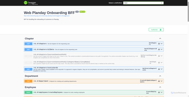 Security scan screenshot of https://web-onboarding-app.prod-westeurope.planday.cloud