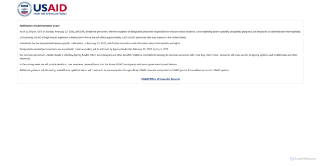 Security scan screenshot of https://usaid.gov/