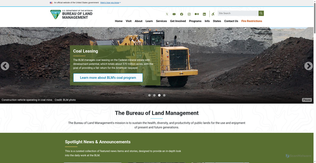 Security scan screenshot of https://www.blm.gov/