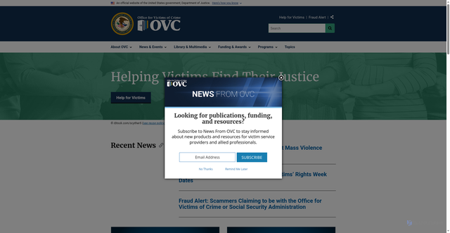 Security scan screenshot of https://ovc.ojp.gov/