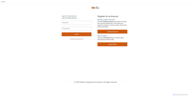 Security scan screenshot of https://myvalley.valleybakers.com