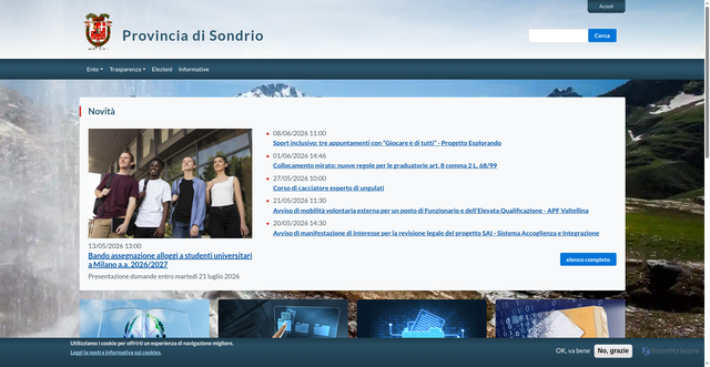 Security scan screenshot of https://www.provinciasondrio.it