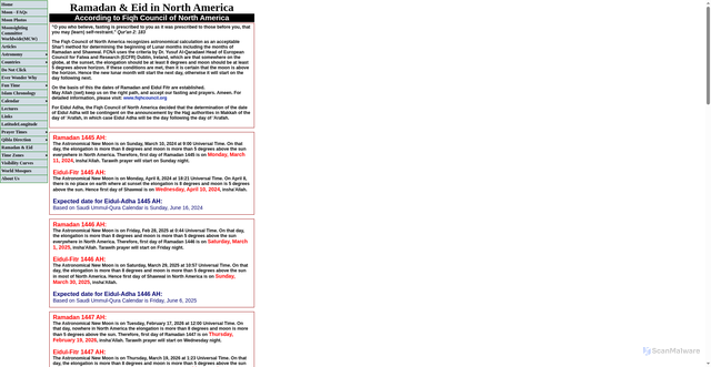 Security scan screenshot of https://www.moonsighting.com/ramadan-eid.html