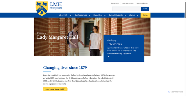 Security scan screenshot of https://www.lmh.ox.ac.uk/