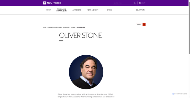 Security scan screenshot of https://tisch.nyu.edu/film-tv/alumni/oliver-stone