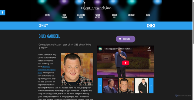 Security scan screenshot of https://talentnetworkinc.com/artists/billy-gardell/