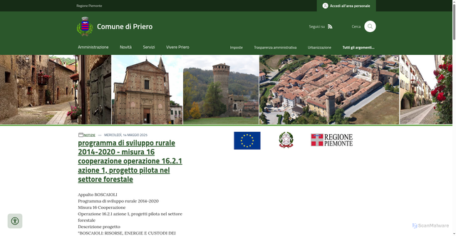 Security scan screenshot of https://www.comune.priero.cn.it