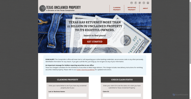 Security scan screenshot of https://www.claimittexas.gov/
