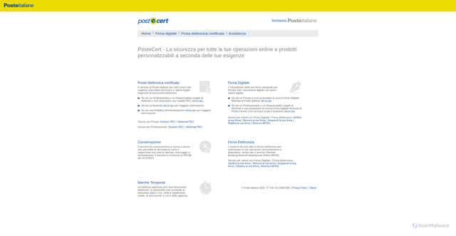 Security scan screenshot of postecert.it