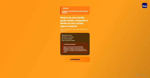 Security scan screenshot of http://itau-com.vercel.app/