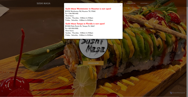 Security scan screenshot of https://sushimasaus.com/