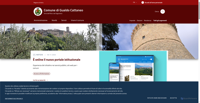 Security scan screenshot of https://www.comune.gualdocattaneo.pg.it/