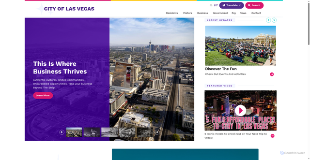 Security scan screenshot of https://www.lasvegasnevada.gov/
