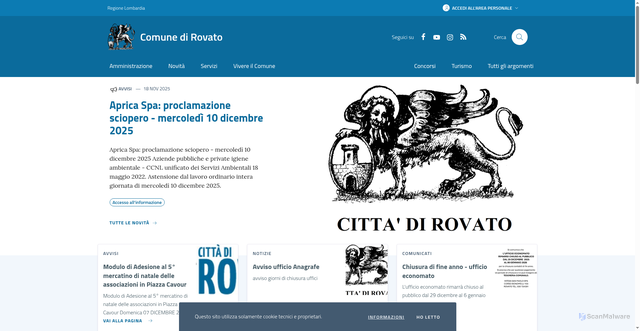 Security scan screenshot of https://www.comune.rovato.bs.it/