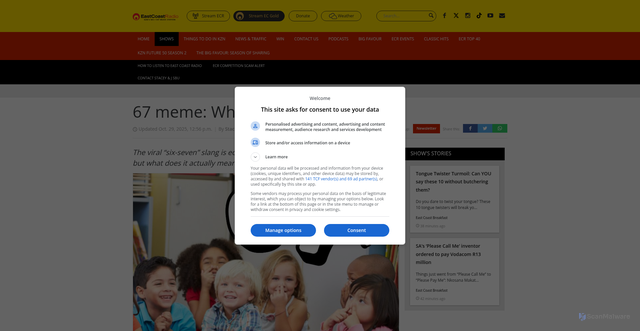 Security scan screenshot of https://www.ecr.co.za/shows/stacey-jsbu/67-meme-what-does-it-really-mean/