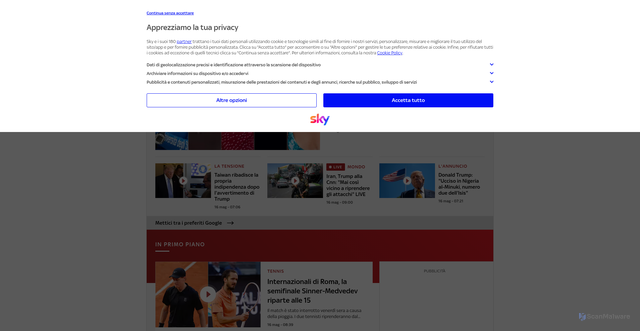 Security scan screenshot of https://tg24.sky.it/