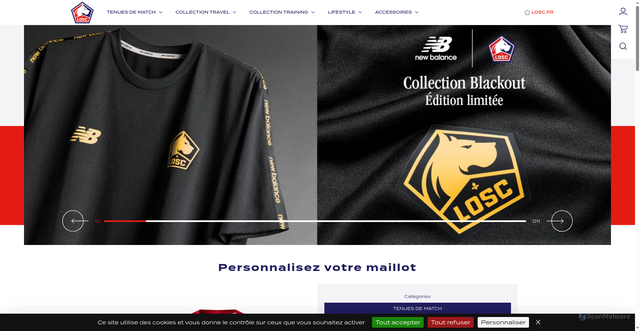 Security scan screenshot of https://www.boutique-losc.fr/fr