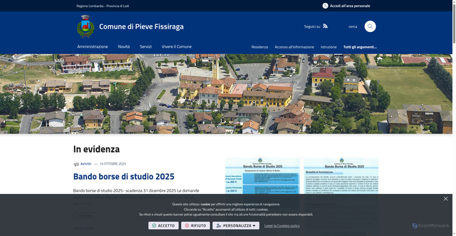 Security scan screenshot of https://www.comune.pieve-fissiraga.lo.it/it-it/home